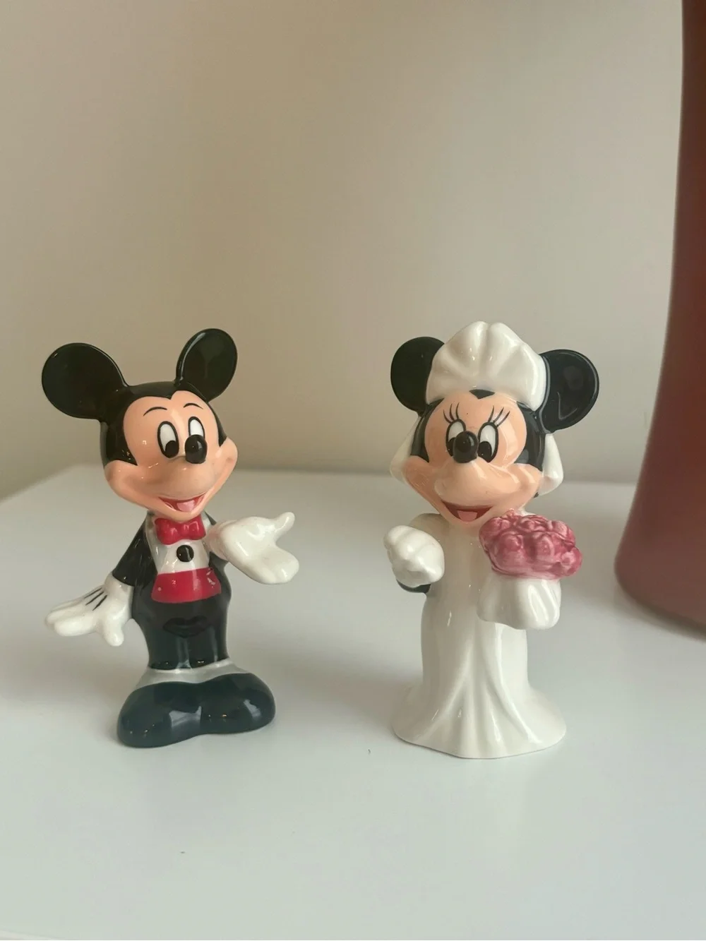Vintage Mickey & Minnie Bride and Groom Salt & Pepper Shakers